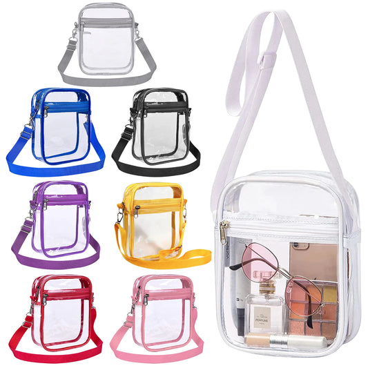 Women Clear Shoulder Bag PVC Concert Transparent Purse Simple Crossbody Bag With Front Pocket Stadium Approved Casual Handbag